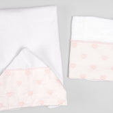 Toalha de Banho com Capuz e Fralda - Coração - Rosa